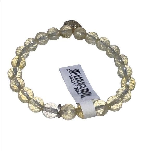 Kesi Jewels Macy's HE5 Citrine Pave Crystal Gold-Tone Heart Dangle Bead Bracelet - Picture 3 of 6